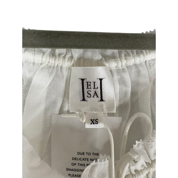 Helsa Voile Peasant Blouse Sheer Lace Puff Sleeve Boho Cottagecore Ivory Size XS - Picture 6 of 9